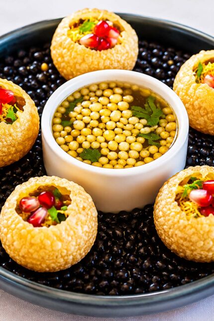Traditional Nepalese pani puri golgappa street food starter at Panas Blackheath.